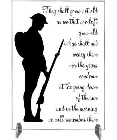 Clear Acrylic 'They Shall Grow Not Old...' Plaque On Stand - Soldier Remembrance Design - Honouring Heroes - Military Memorial Keepsake - Lest We Forget - Commemorative Gift (Design 1) - Buy Online on GoSupps.com