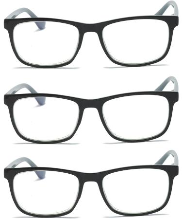 MMOWW 3-Pack Reading Glasses for Men & Women - Anti-Blue Light Computer Glasses with Spring Hinges - Gray 2.5x Magnification - Buy Online on GoSupps.com