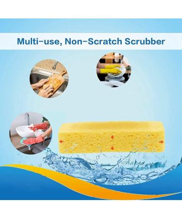 qazaa Large Cellulose Sponges Kitchen Sponges for Dish Duty Scrub Sponges Non-Scratch Dish Scrubber Sponge for Cookware 5 Pcs - Buy Online on GoSupps.com