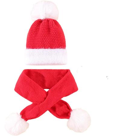Baby Balaclava Kids Winter Hat Scarf with Double Pom Pom Design - Red - Buy Online on GoSupps.com