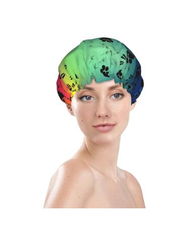 Paw Prints Pattern Waterproof Shower Cap for Women - Fits All Head Sizes & Hair Textures - Buy Online on GoSupps.com