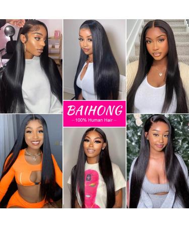 24 Inch HD Transparent Straight Lace Front Human Hair Wig | 150% Density Pre Plucked Closure Wig for Black Women | Glueless 13x4 Lace Frontal Wig - Buy Online on GoSupps.com