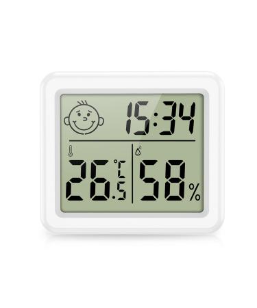 Brifit digital thermometer hygrometer portable hygrometer inside with high accuracy temperature and air humidity meter with clock indoor climate indicator room thermometer for greenhouse office home - Buy Online on GoSupps.com