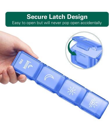 BUG HULL XL 4 Times a Day Pill Organizer - 7 Day Weekly Pill Box for Vitamins & Supplements (Royal Blue) - Buy Online on GoSupps.com