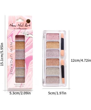 Nail Mirror Powder 6 Colours Manicure Chrome Glitter Pigment with Eyeshadow Sticks Golden  - Buy Online on GoSupps.com