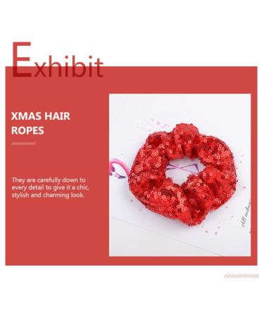 Red Sequin Hair Ties - 4pcs Christmas & Valentine's Day Elastic Ponytail Holders for Women & Girls - Buy Online on GoSupps.com