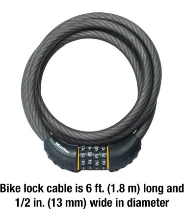 Master Lock 8122D Cable Bike Lock - 6 ft. Long, Black - Buy Online on GoSupps.com