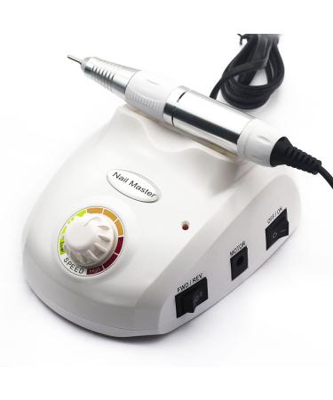 CYzpf Electric Nail Drill Machine Portable Adjustable High-Speed Nail Drill for Acrylic Nails with Metal Drill and Pedal Gel Nails Removing Shaping Buffing for Home Salon Use White One Size