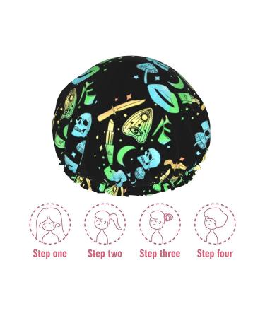 Women's Reusable Pastel Goth Witch Halloween Shower Cap - Double Layers, Waterproof Bath Hat - Buy Online on GoSupps.com