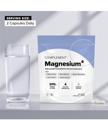 COMPLEMENT Magnesium- 4 Bioavailable Forms for Relaxation Sleep Muscle Recovery Stress & Mood Support- Magnesium Malate Taurate Bisglycinate & Orotate- Gentle on stomach- 200mg 60 Vegan Capsules - Buy Online on GoSupps.com