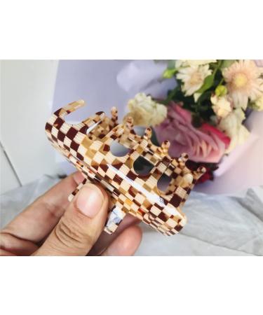 YOEMAYUNER Checkered Hair Claw Clips - Set of 3 Fashionable Retro Clamps for Women and Girls - Buy Online on GoSupps.com