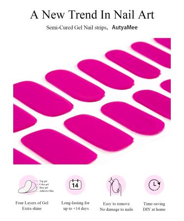 Buy Semi Cured Gel Nail Strips - Classic Hot Pink | 20 PCS Gel Nail Stickers | Salon Quality & Easy to Use | UV Light Required - Buy Online on GoSupps.com