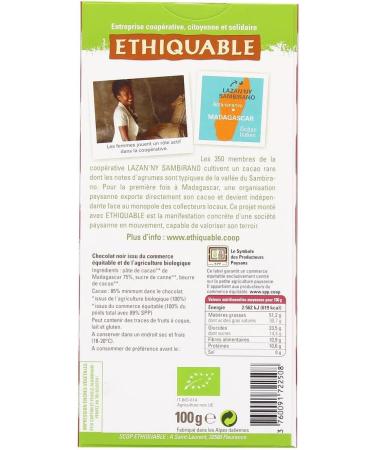  G n rique ETHIQUABLE - Ethiquable Organic Dark Chocolate 85% Cocoa Madagascar 100g - 100g - Pack of 3 - Sold as a Pack - Buy Online on GoSupps.com