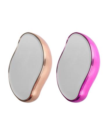 Crystal Hair Eraser for Women and Men, 2022 New Magic Hair Eraser Crystal Hair Remover,Portable Mild Epilator, Painless Skin Exfoliator Tool for Any Part of The Body (Gold+Rose red)