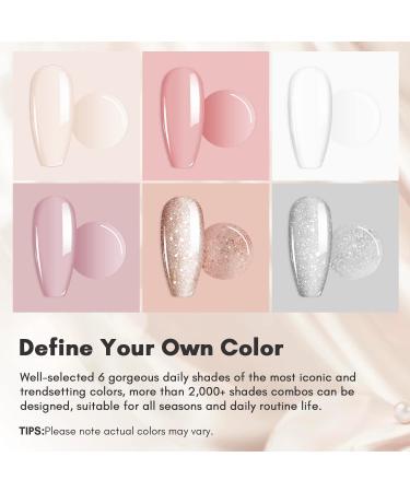 Makartt Dippies 6 Colors Dip Powder Nail Kit - Pink Nude Spring Autumn Starter Set with Essential Liquids for DIY Manicure - Neutral Glitter Finish - Buy Online on GoSupps.com