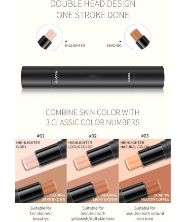 Contouring Stick Professional Makeup Highlighter Contour Stick 2-In-1 Contour Stick with Two Ends Defines the Cheekbones and Shapes the Face (02# .) - Buy Online on GoSupps.com