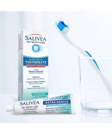 SALIVEA Dry Mouth Toothpaste - Soothing Mint with Natural Enzymes | Paraben-Free Gentle Care for Dry Mouth | 4.3 oz Tube - Buy Online on GoSupps.com