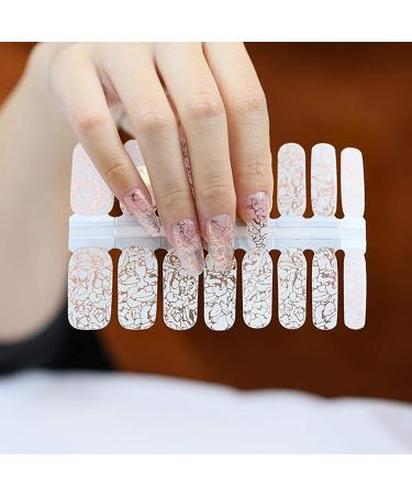 Rose Gold Nail Polish Strips Stickers - Glitter Flower Design | 5 Sheets w/ Adhesive, Nail File | Full Nail Wraps Manicure Kit - Buy Online on GoSupps.com