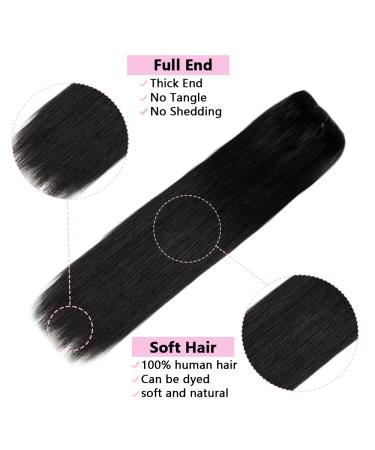 Liwihas 16 Silky Straight Clip in Human Hair Extensions for Women - Natural Black Remy Hair, Double Weft, 90g 7pcs with 16 clips - 1B - Buy Online on GoSupps.com