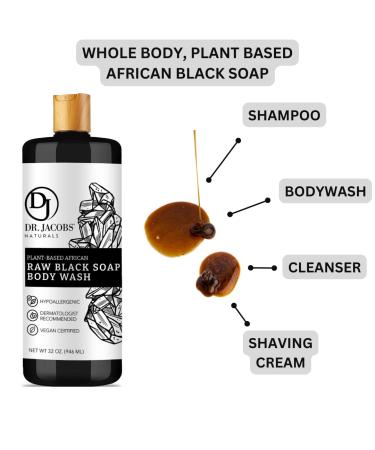 Dr. Jacobs Naturals African Black Soap Liquid 32oz - All-in-One Cleanser for Face, Body, Hair, and Shaving - Moisturizing and Nourishing Formula for Sensitive Skin - Buy Online on GoSupps.com