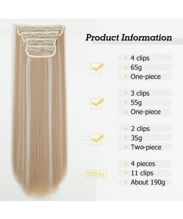 YDDM 24-Inch Clip-In Hair Extensions - Realistic Synthetic Hair 4pcs - Affordable Smooth & Full Volume for Women - Buy Online on GoSupps.com
