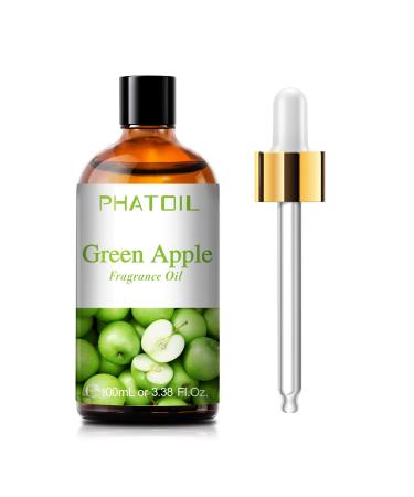 PHATOIL Green Apple Fragrance Oils for Aromatherapy Essential Oils for Diffusers for Home Perfect for Candle Making Soap Making and DIY Scented Products - 100ml Green Apple 100.00 ml (Pack of 1)