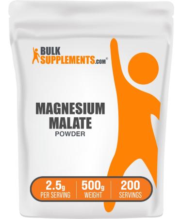 BulkSupplements.com Magnesium Malate Powder - Magnesium Supplements High Bioavailabilty - Unflavored & Gluten Free 2.5g per Serving 500g (1.1 lbs) (Pack of 1) 17.64 Ounce (Pack of 1)