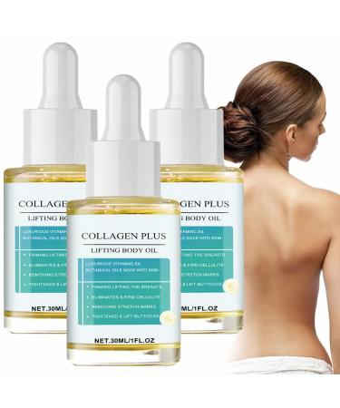 SHENGZE CollagenPlus Lifting Body Oil 3Pcs Collagen Plus Firming Body OilAntiAging Collagen Lifting Body OilBody Oils for WomenAntiAging Serum for Face and BodyReduces Fine Lines and Wrinkles