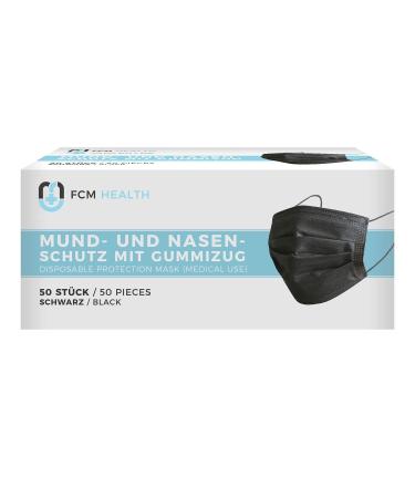 MeaVita 3-Ply Black Disposable Masks - Type IIR Pack of 50 - Medical Mouth & Nose Protection - Buy Online on GoSupps.com
