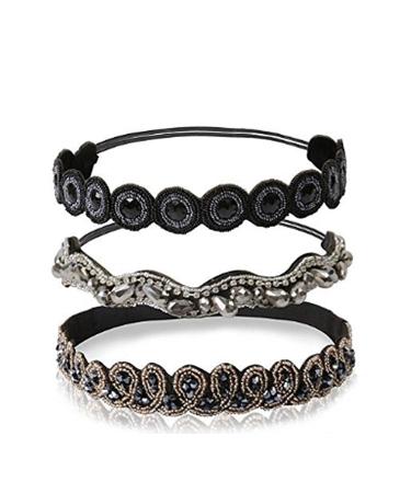 Women s Headbands/Hairbands  Rhinestone Beaded Elastic Headband for Women Hair Accessories  Handmade vintage headbands Fits for Most  3 Styles (Classic)