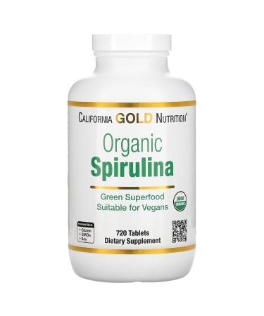 Certified Organic Spirulina, USP Verified, USDA Organic, Non-GMO, 500 mg, 720 Vegetarian Tablets