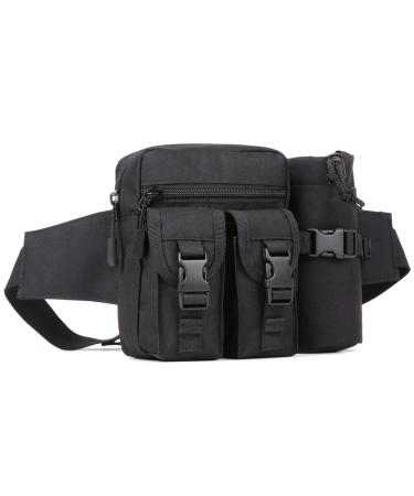 HuntVP Tactical Hip pocket with bottle holder military belly pocket waterproof belt pocket molle water bottle holder multifunctional for women men hiking run camping trekking black - Buy Online on GoSupps.com
