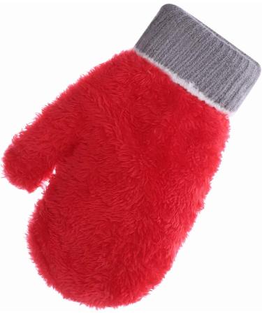 Winter Warm Cute Fox Knit Mittens for Baby Toddler | Furry Lining, Hanging On Neck | Girls Boys Age 1-3 | Grey - Buy Online on GoSupps.com