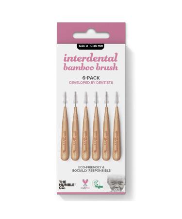 Humble Interdental Brush Bamboo Interdental Brushes - Size 0-0-0.40 mm - pink pack of 4 (4 x 6 pcs.)