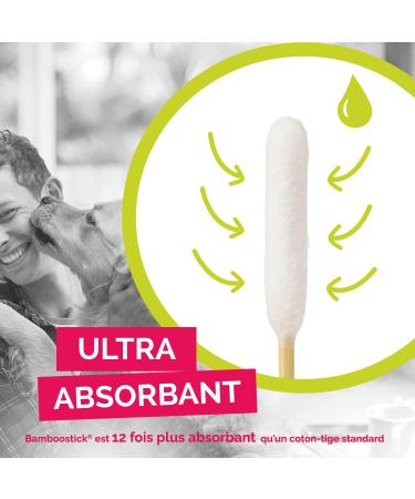 Bamboostick - Pack of 3 Packs of 50 L/XL Cotton Buds for Cleaning the Ears of Large Dogs - Easy to Use - Developed by a French Veterinarian - Buy Online on GoSupps.com