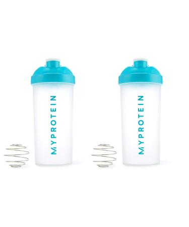 MY PROTEIN Myprotein Unisex's Shaker Bottle (Pack of 2) Blue/Clear 600 ml
