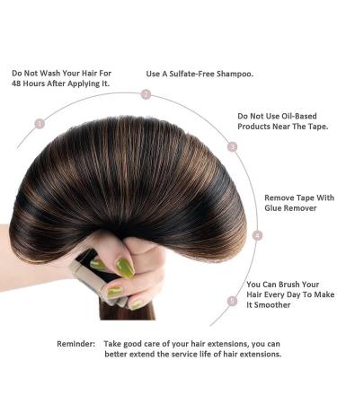 Hotlulana 24-Inch Balayage Tape In Extensions - Natural Black to Chestnut Brown Real Hair 100% Remy 40pcs 100g Skin Weft - Buy Online on GoSupps.com