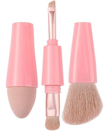 Double Ended Makeup Brush 4 in 1 Retractable Travel Cosmetic Brush Precision Makeup Sponge for Powder Eyeshadow Portable Cosmetics Tools for Daily Life Pink - Buy Online on GoSupps.com