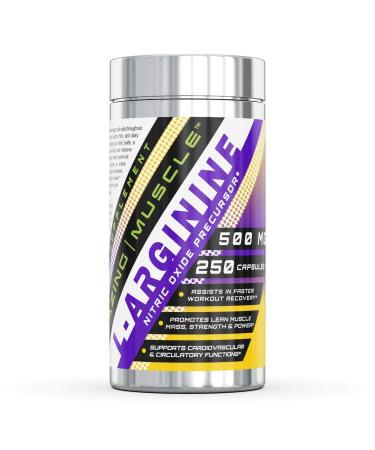 Amazing Muscle L-Arginine Essential Amino Acid 500 Mg Capsules - Workout Muscle Recovery Supplements (250 Count)