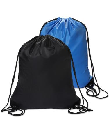 Sliverdew 2Pcs Drawstring Bag Cinch Bags Drawstring Gym Bag Draw String Backpack Bulk Sack Orange Green Swimming String Bags Black+blue
