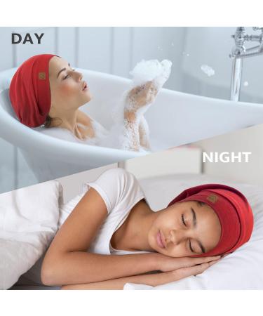 Satin Silk Lined Sleep Cap for Natural Curly Hair | Adjustable Bonnet Hat for Sleeping | Grey Burgundy - Buy Online on GoSupps.com