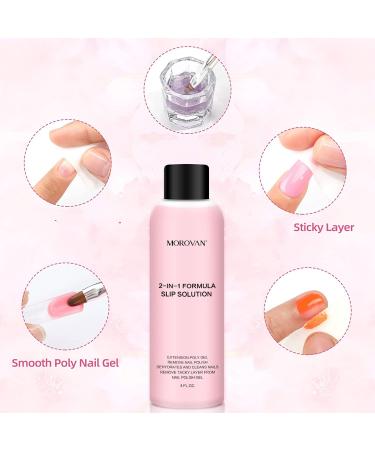 Morovan 2 in 1 Formula Poly Gel Slip Solution 4oz - Lint-free Extension Nail Liquid - Buy Online on GoSupps.com
