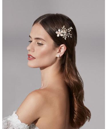 Wedding Hair Clip Fanvoes Hair Accessories Pieces for Brides Bridal Rose Gold Vintage Headpiece Barrette Decorations Jewelry Handmade Flower Ivory Pearl Rhinestone Crystal for Women Girls Bridesmaid - Buy Online on GoSupps.com