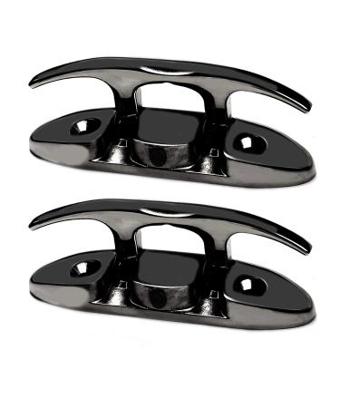 MIZUGIWA 4-1/2" Folding Cleat Black Marine Stainless Steel Boat Cleat Flip Up Dock Cleat Black, 4 1/2 INCH - 2PCS