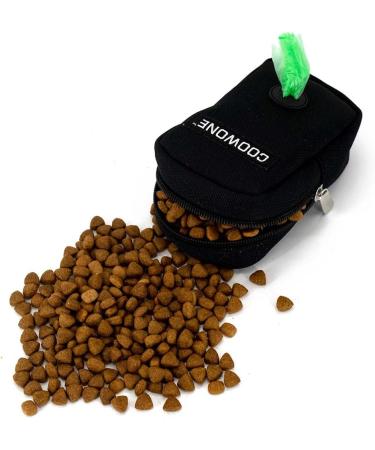 Portable Dog Walking Treat Bag with Feces Bag Dispenser - Black | Hands-Free Faecal Bag Holder for Easy Leash Use - Buy Online on GoSupps.com