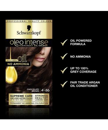 Schwarzkopf Oleo Intense Brown Hair Dye Permanent Oil Colour No Ammonia Covers Greys 4-86 Chocolate Brown (Pack of 3) Chocolate Brown 3 count (Pack of 1) - Buy Online on GoSupps.com