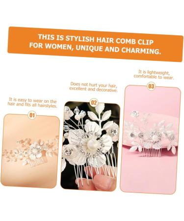 Housoutil Flower Comb Wedding White Hair Accessories Hair Jewelry Rhinestone Hair Clip Bridal Hair Accessory Pearl Headpiece Crystal Bridal White Hair Clips Rhinestone French Bride Hair up - Buy Online on GoSupps.com