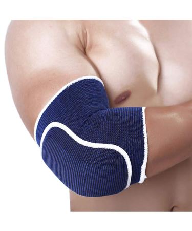 YCYU Workouty 1 Pair Compression Elbow Pads Arm Brace Support Fitness Arm Knee Protector Volleyball Basketball Breathable Elbow Wraps (Blue)