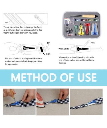 Neo LOONS Fabric Bias Tape Maker Set with Binder Foot - 6MM, 12MM, 18MM, 25MM - DIY Patchwork Sewing Tools for Quilt Binding - Bias Tape Maker Set-N2 - Buy Online on GoSupps.com
