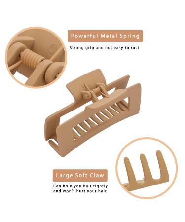 12 Pack Large Rectangle & Medium Square Hair Clips Set - Matte Claw Clips for Thick & Thin Hair, Neutral Colors - Strong Hold Hair Jaw Clips for Women - Buy Online on GoSupps.com